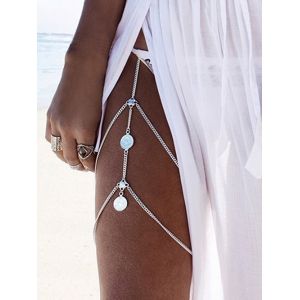 

Layered Coins Thigh Chain, Silver