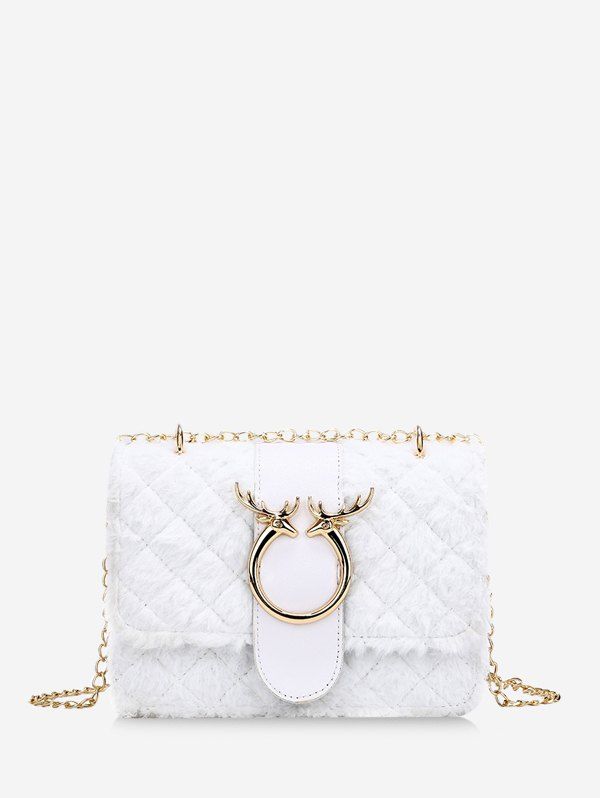 

Plush Design Square Crossbody Bag, Milk white