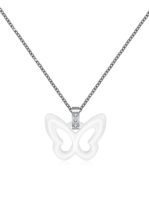 

Hollow Butterfly Ceramic Pendant Necklace, White