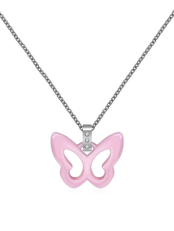 

Hollow Butterfly Ceramic Pendant Necklace, Pink