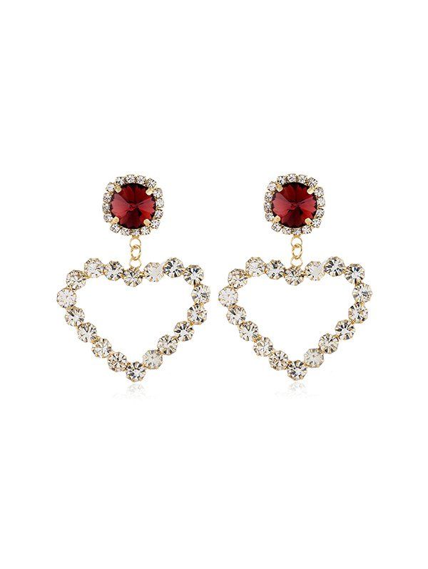 

Heart Hollow Rhinestone Drop Earrings, Gold