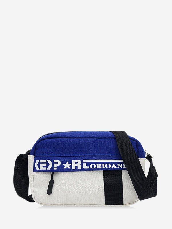 

Contrast Color Letter Print Casual Crossbody Bag, Blue