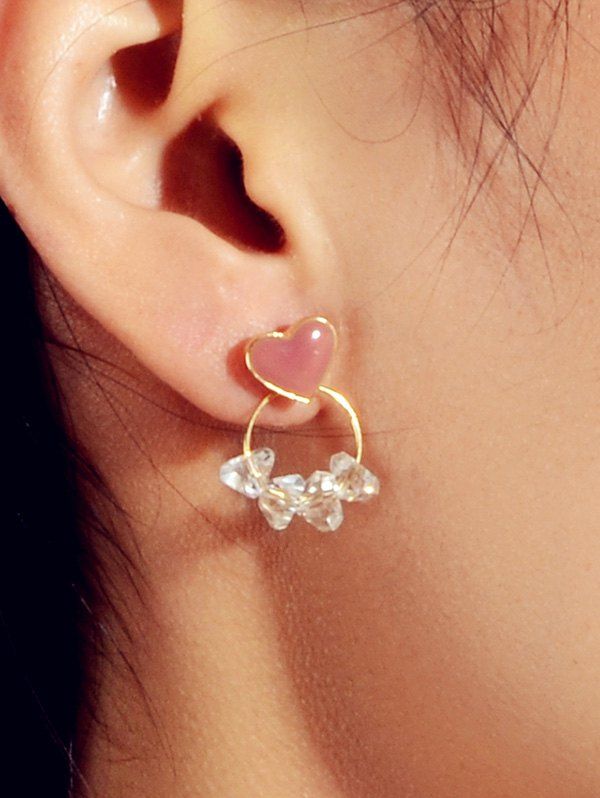 

Heart Circle Faux Crystal Earrings, Gold