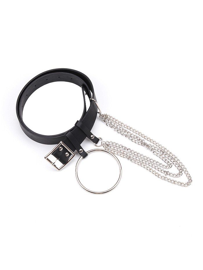 

Solid Color Chain Design Belt, Black