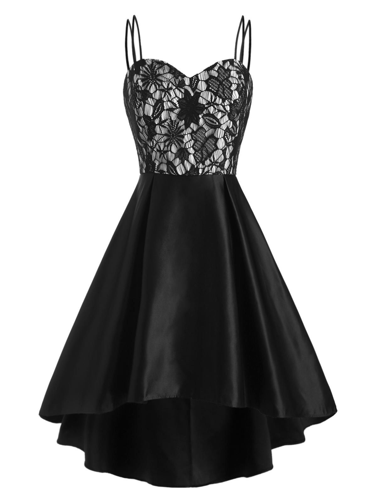 white lace dip hem dress