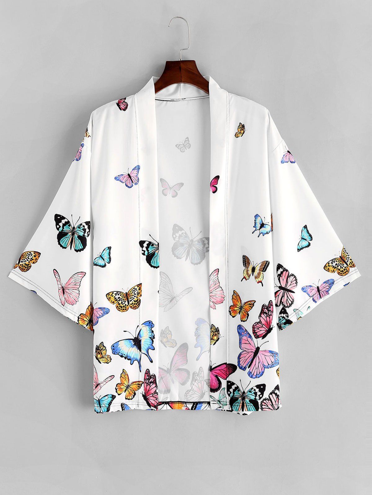 Shops Butterfly Allover Print Open Front Kimono Cardigan  