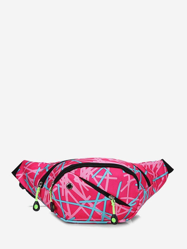 

Colorful Print Casual Nylon Waist Bag, Pink rose