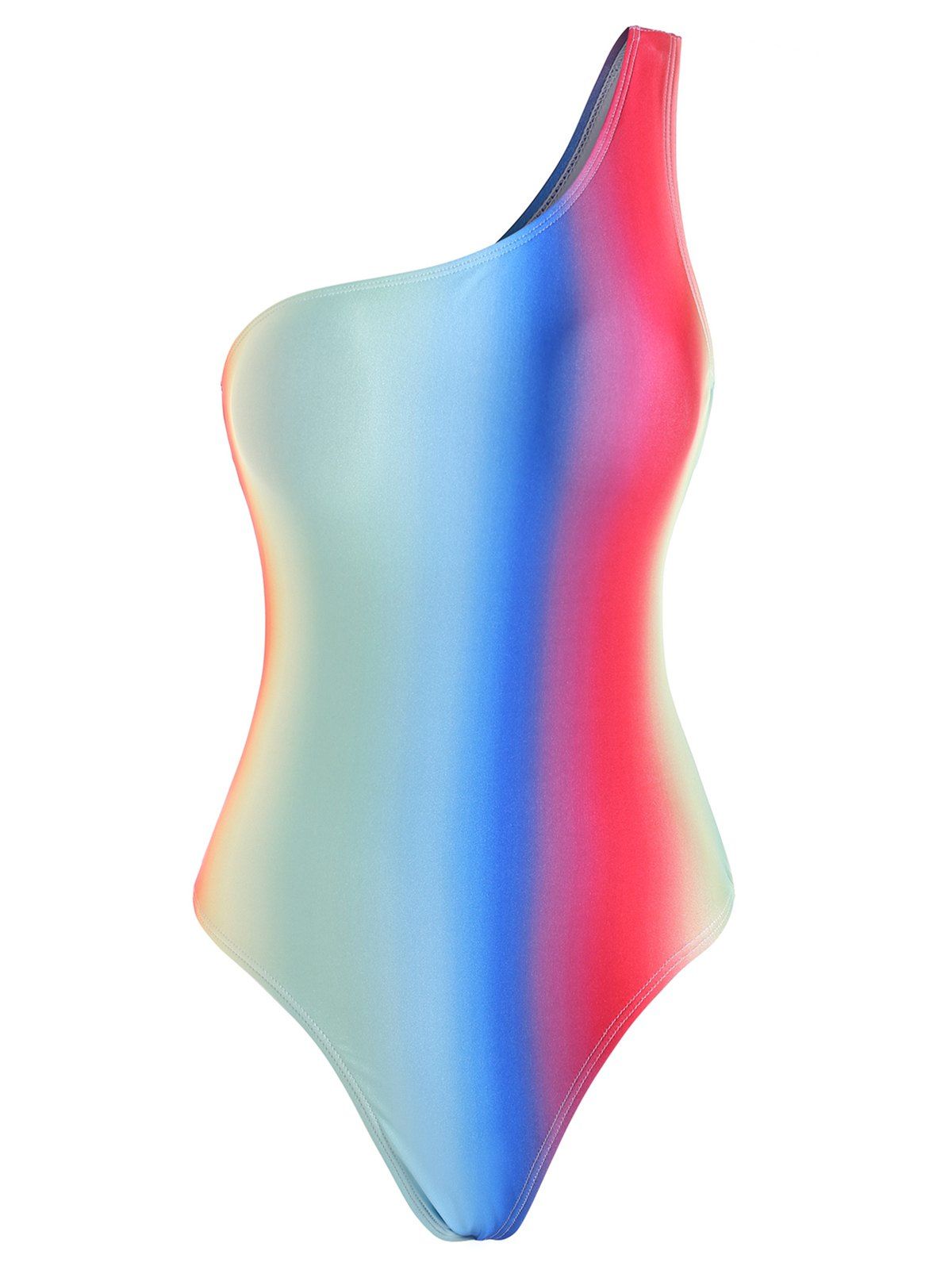 

Ombre Rainbow One-piece One Shoulder Swimsuit, Multi-a