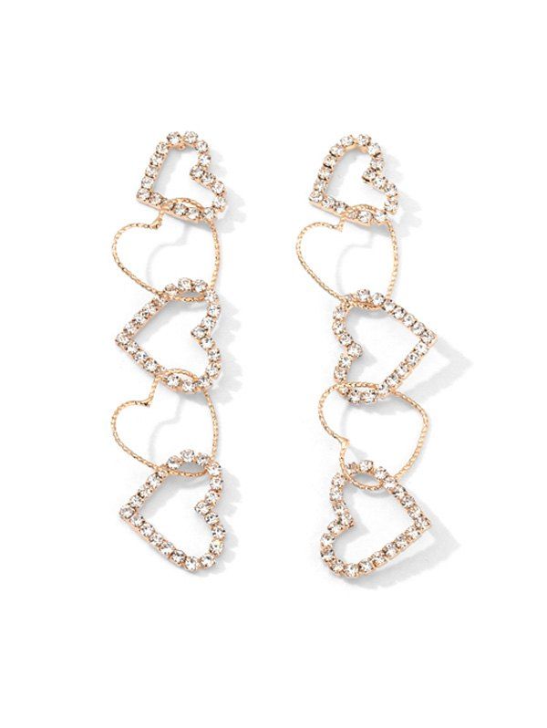 

Hollow Out Heart Long Drop Earrings, Gold