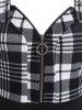 Robe Demi-Zip à Carreaux Imprimée sans Manches - Noir M