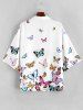 Butterfly Allover Print Open Front Kimono Cardigan -  