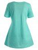 T-shirt Fleur en Dentelle Embelli de Bouton de Grande Taille - Turquoise Moyenne  2X