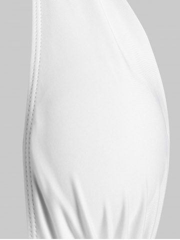 

Halter Tie Backless One-piece Swimsuit, Milk white
