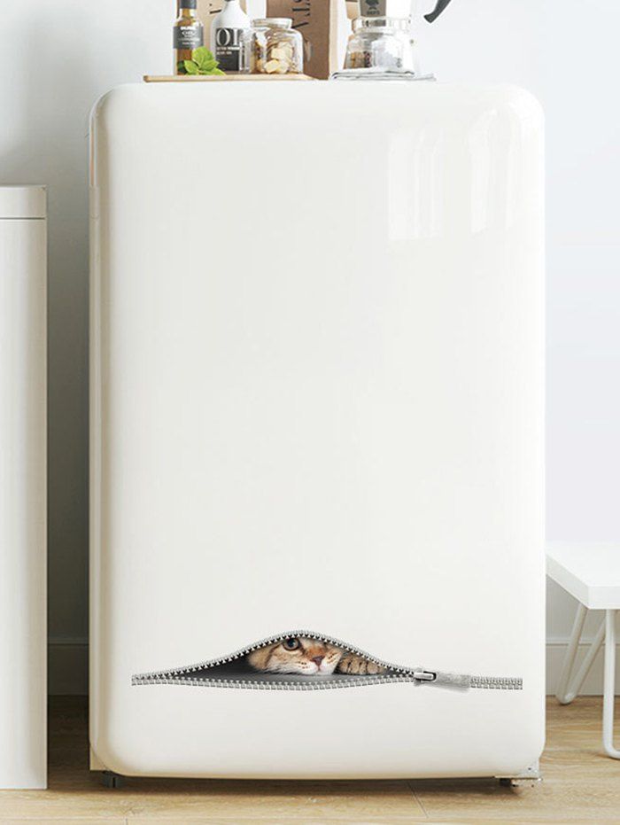 

3D Zipper Cat Print Decorative Wall Art Sticker, Multi