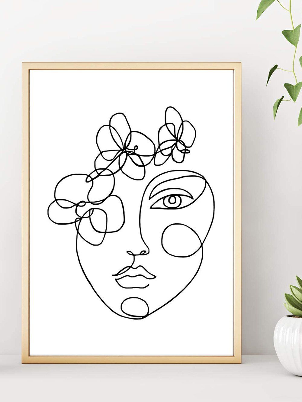 

Home Decoration Flower Beauty Sketch Print Wall Poster, Black