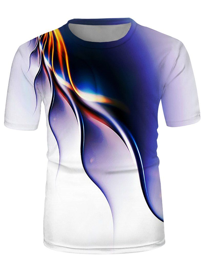

Abstract Line Print Crew Neck Short Sleeve T Shirt, Multi-a