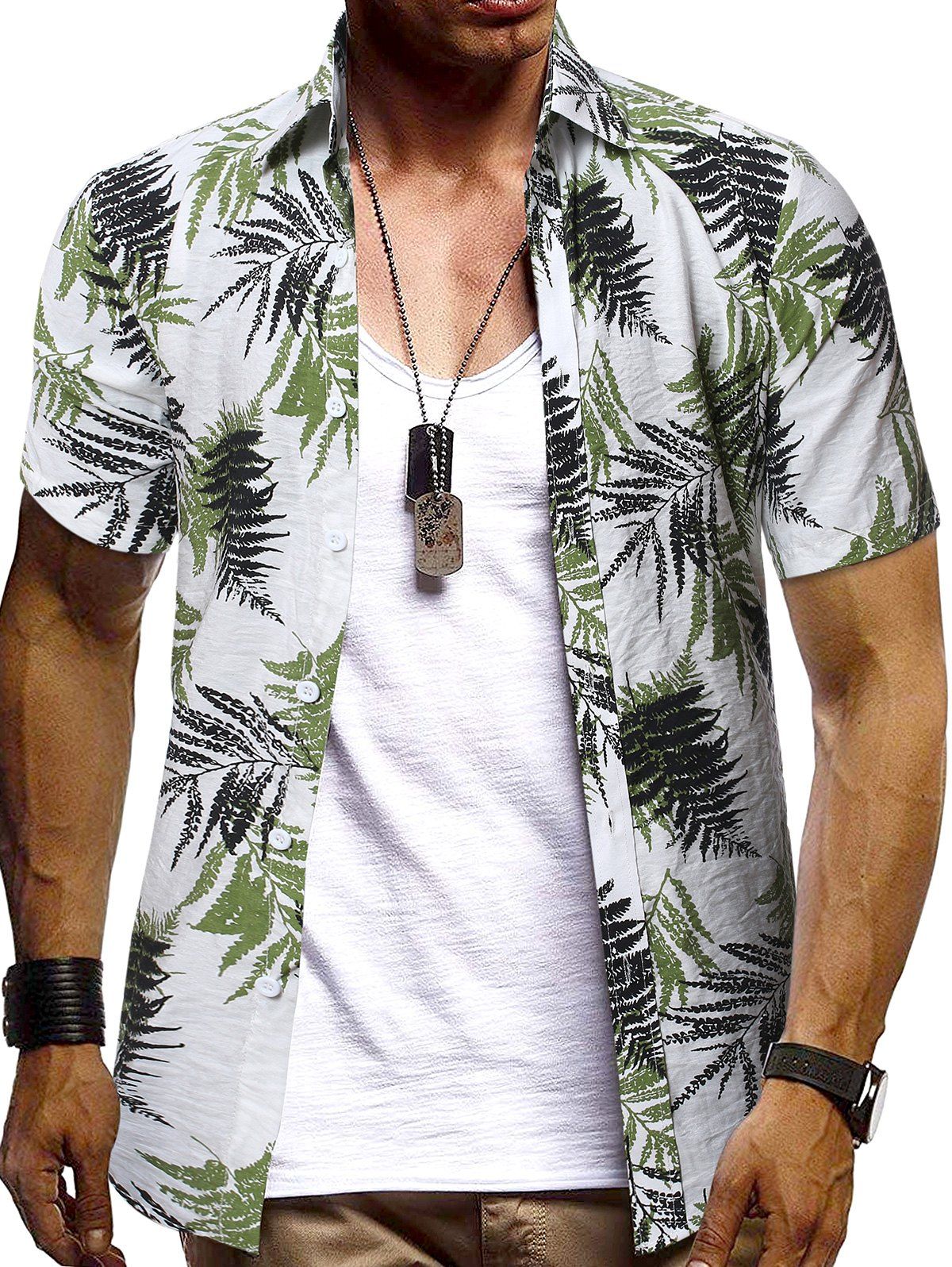 

Hawaii Leaves Print Short Sleeve Shirt, Multi