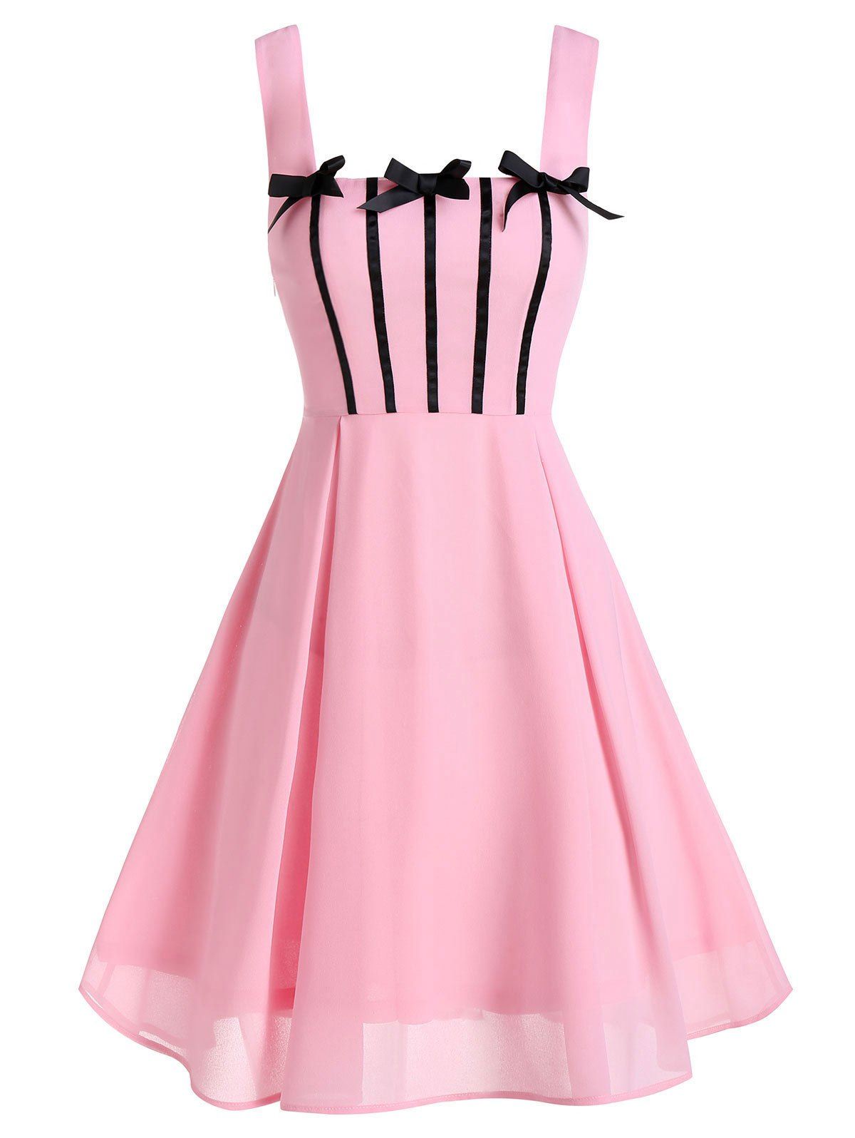 

Sleeveless Bow Detail Chiffon Dress, Pig pink