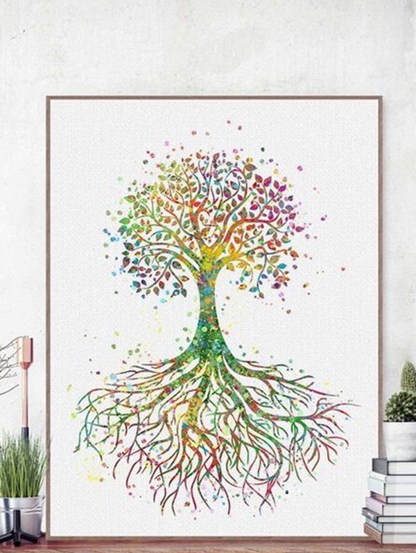 

Home Decoration Colorful Tree Print Wall Poster, Multi-a