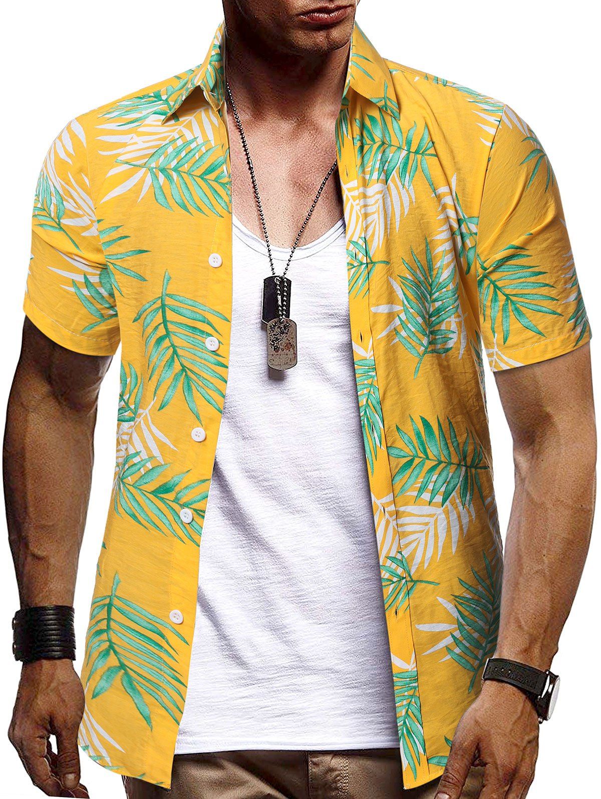 

Leave Print Hawaii Button Down Shirt, Multi