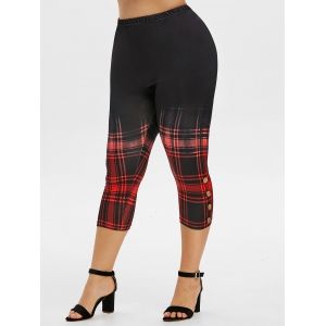 

Plus Size Plaid Capri Leggings, Black
