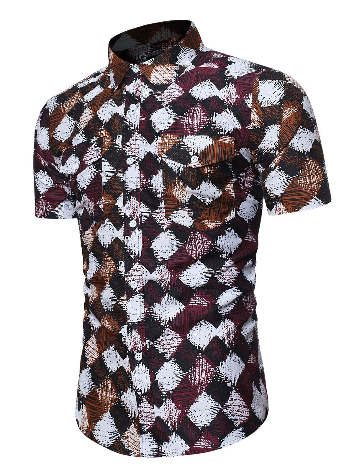

Colorblock Plaid Shirt with Flap Pocket, Multi