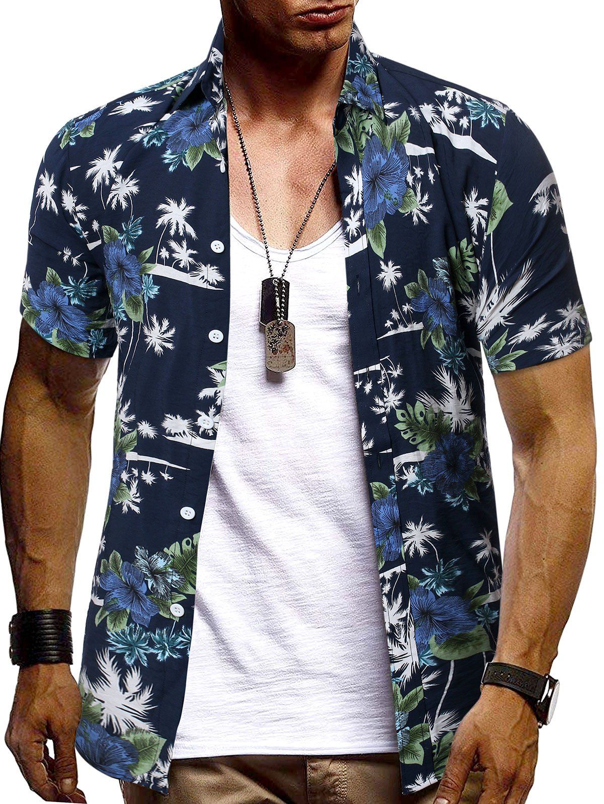 

Floral Coconut Tree Printed Hawaiian Shirt, Multi