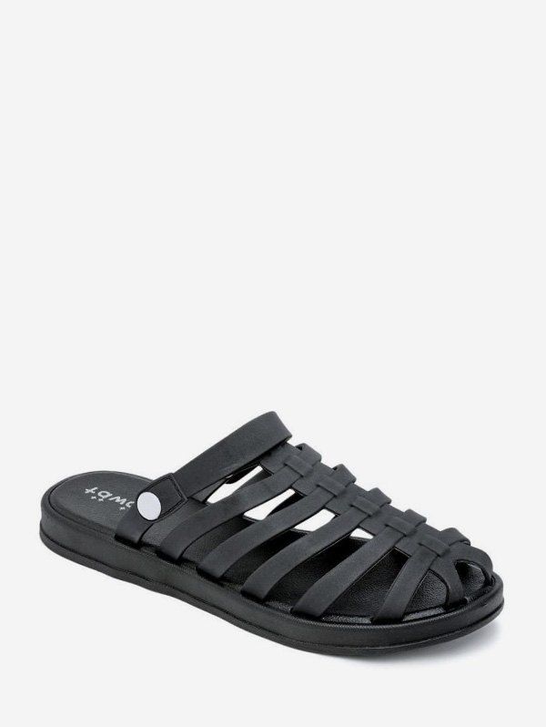

Pure Color Beach Flat Caged Slides, Black