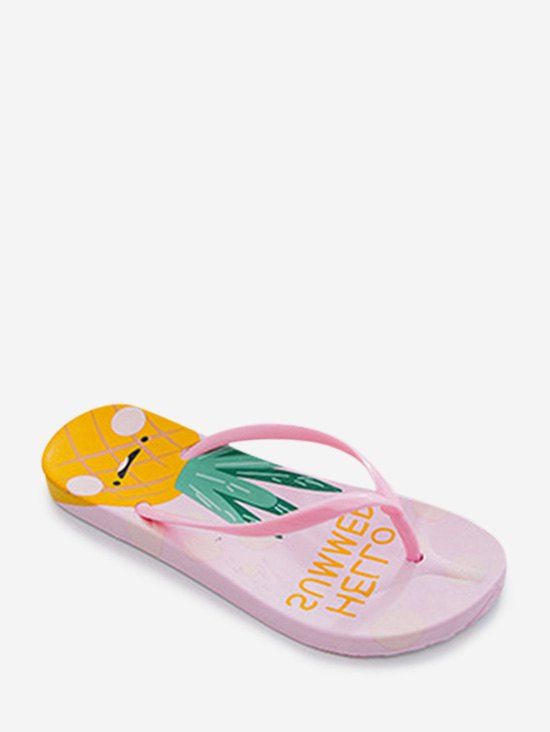

Cartoon Pineapple Graphic Flat Flip Flops, Pink