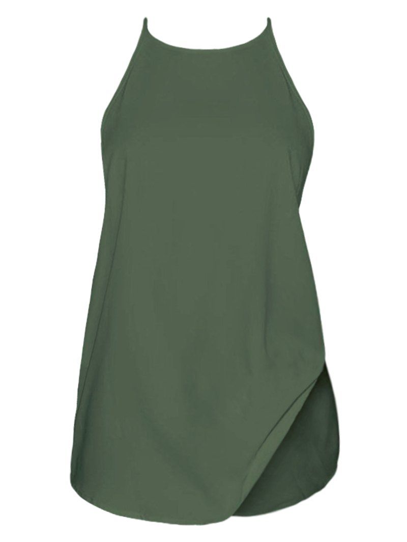 

Solid Curved Hem Tank Top, Hazel green