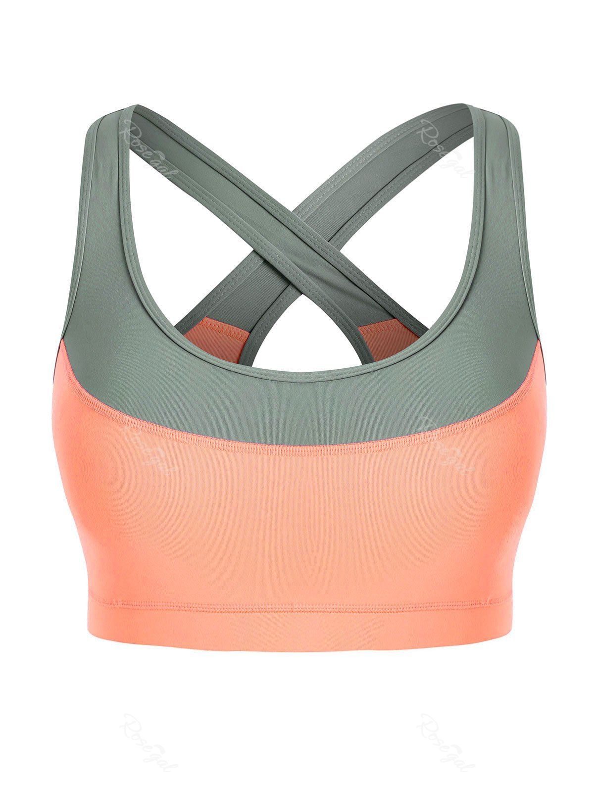 Criss Cross Two Tone Plus Size Sports Bra [37% OFF] | Rosegal