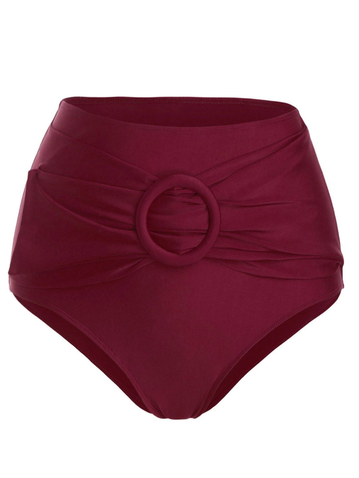 

High Rise O Ring Belted Swim Bottom, Red wine