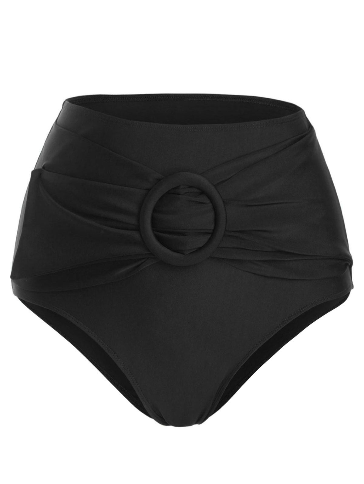 

High Rise O Ring Belted Swim Bottom, Black