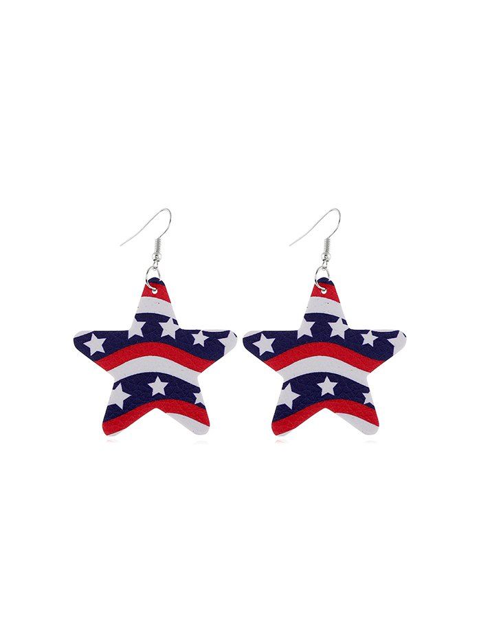 

Star Flag Pattern PU Drop Earrings, Multi-a