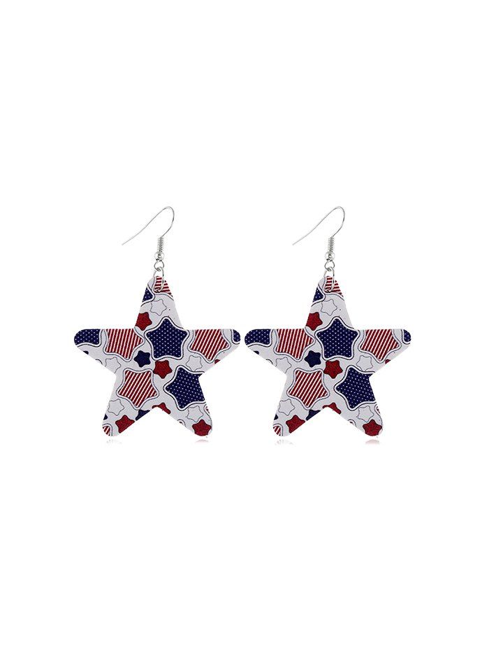 

Star Flag Pattern PU Drop Earrings, Multi-b