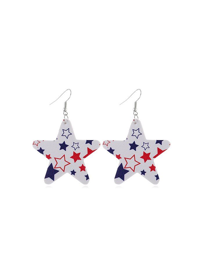 

Star Flag Pattern PU Drop Earrings, Multi-c