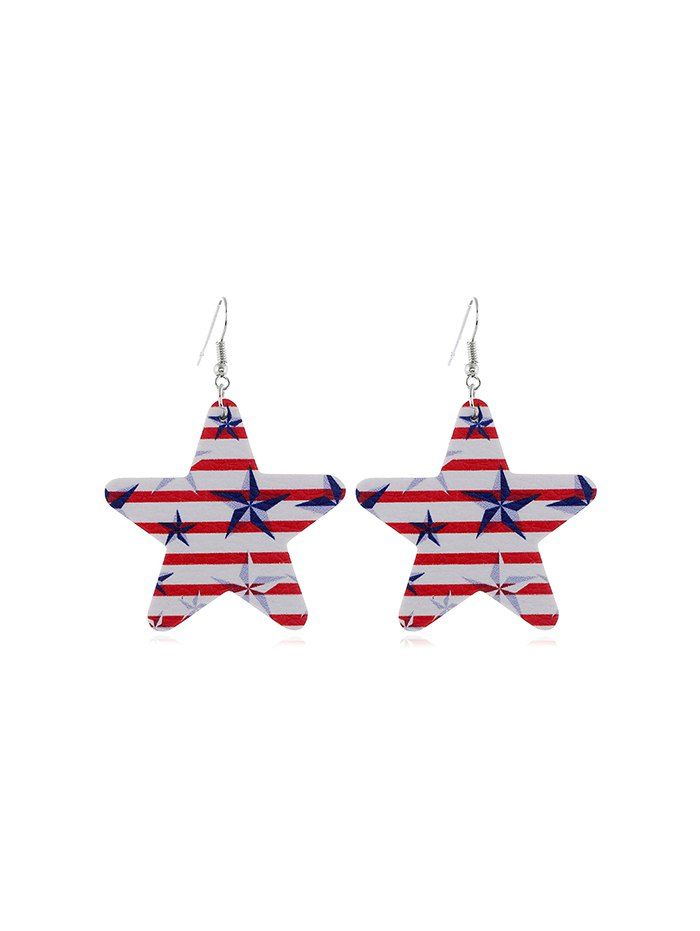 

Star Flag Pattern PU Drop Earrings, Multi-d