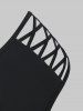 Crisscross Flounce Overlay High Rise Tankini Swimwear -  