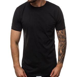 

Plain Pocket Crew Neck Short Sleeve T Shirt, Black