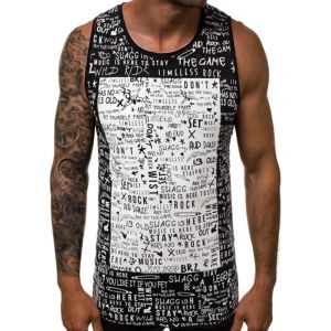 

Letter Graffiti Square Graphic Casual Tank Top, Black
