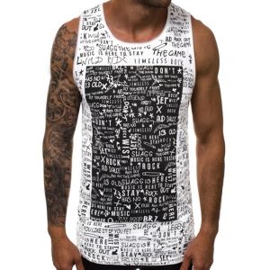 

Letter Graffiti Square Graphic Casual Tank Top, White