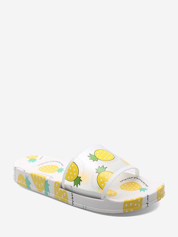 

Cute Fruit Print Flat Slides, Yellow