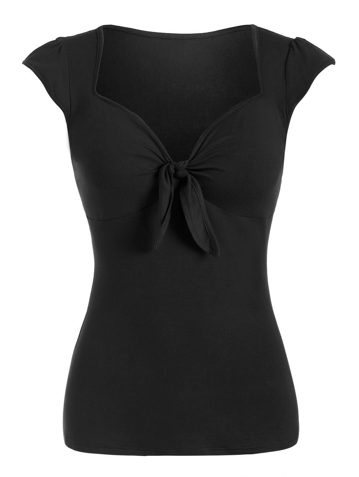 

Knotted Sweetheart Solid Tee, Black