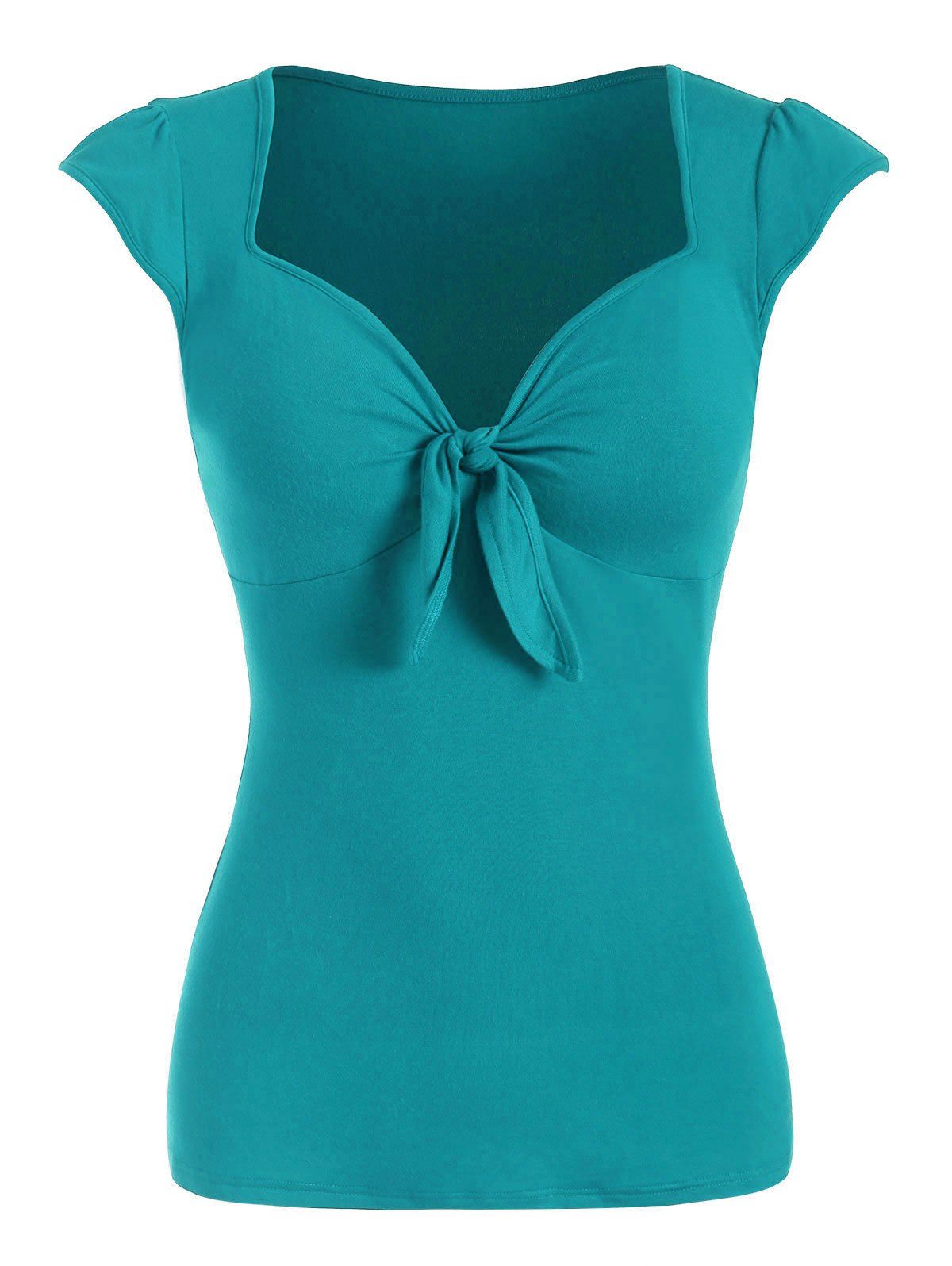 

Knotted Sweetheart Solid Tee, Macaw blue green