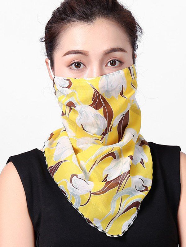 

Flower Printed Outdoor Face Mask Scarf, Yellow