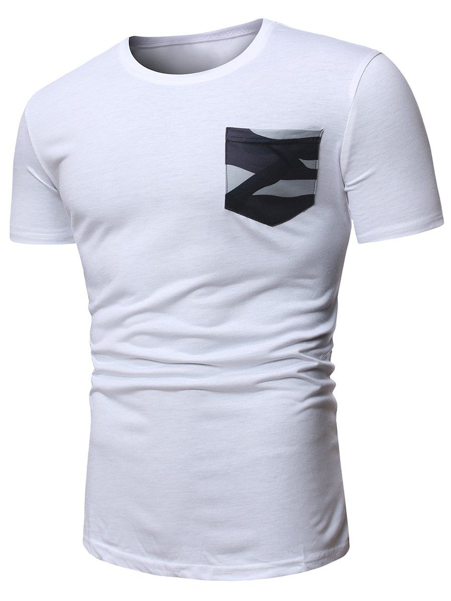 

Camo Pocket Short Sleeve Casual T Shirt, White
