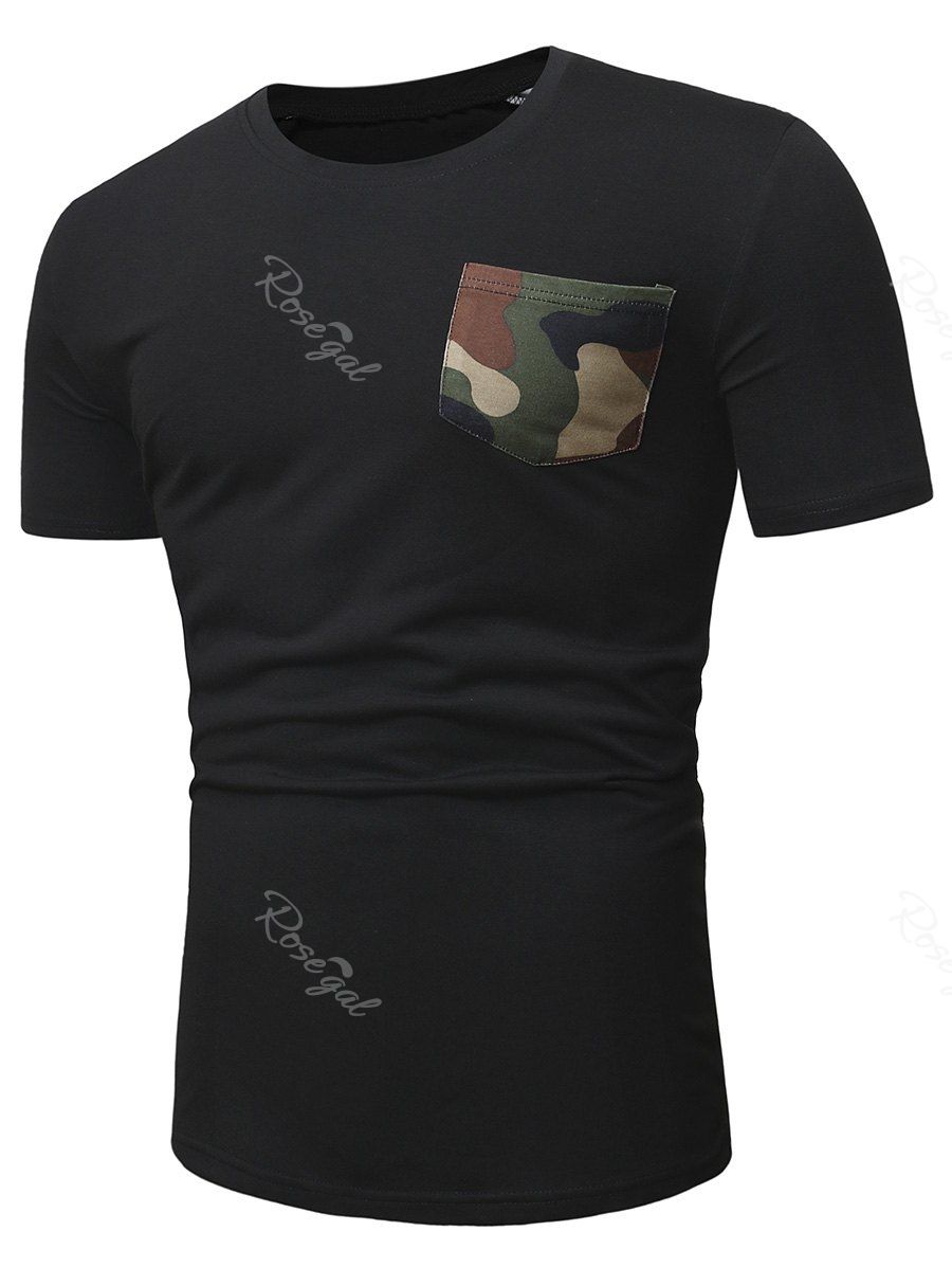 Shop Camo Pocket Short Sleeve Casual T Shirt  