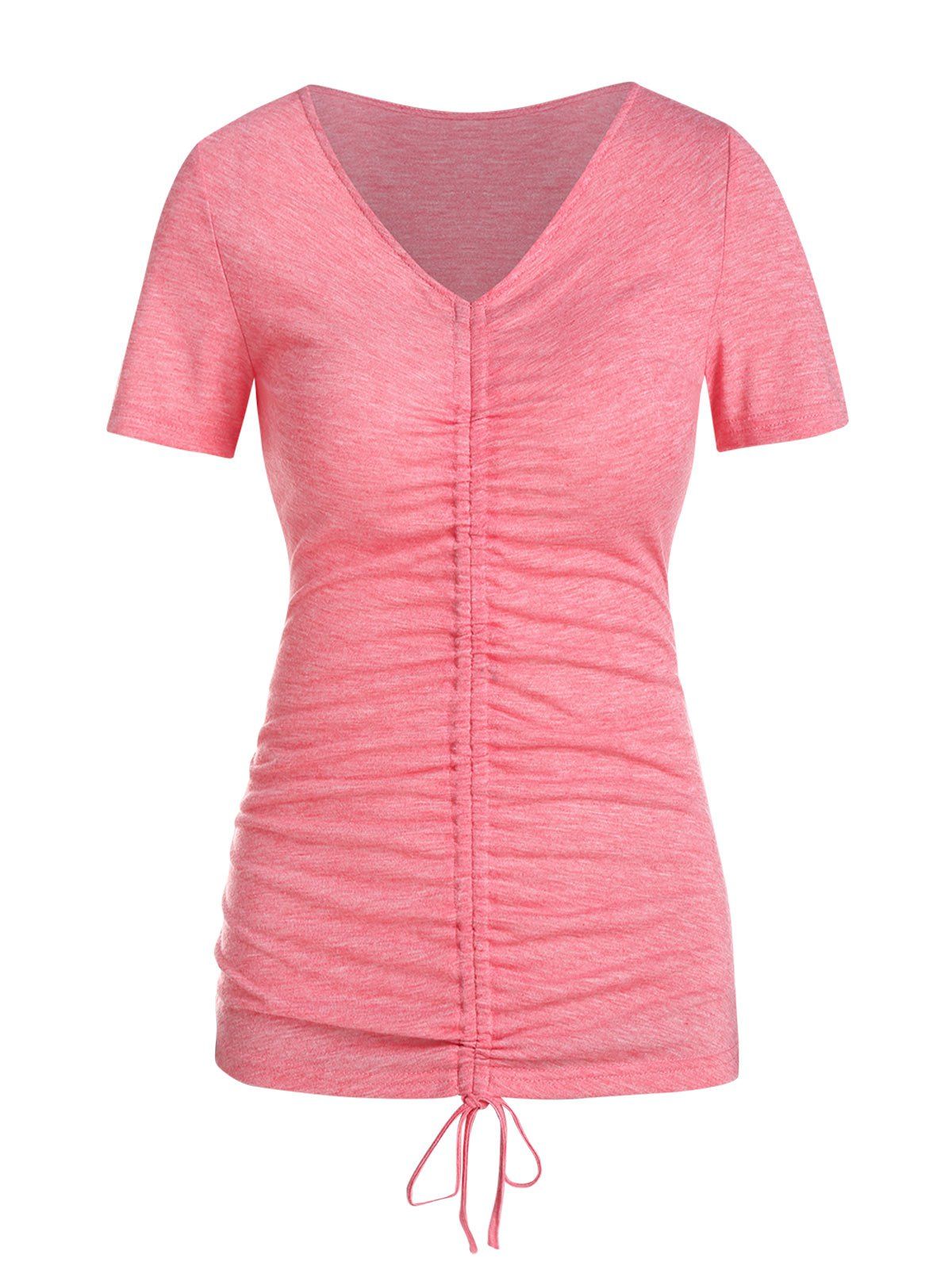 

Short Sleeve Cinched Heathered T-shirt, Pink