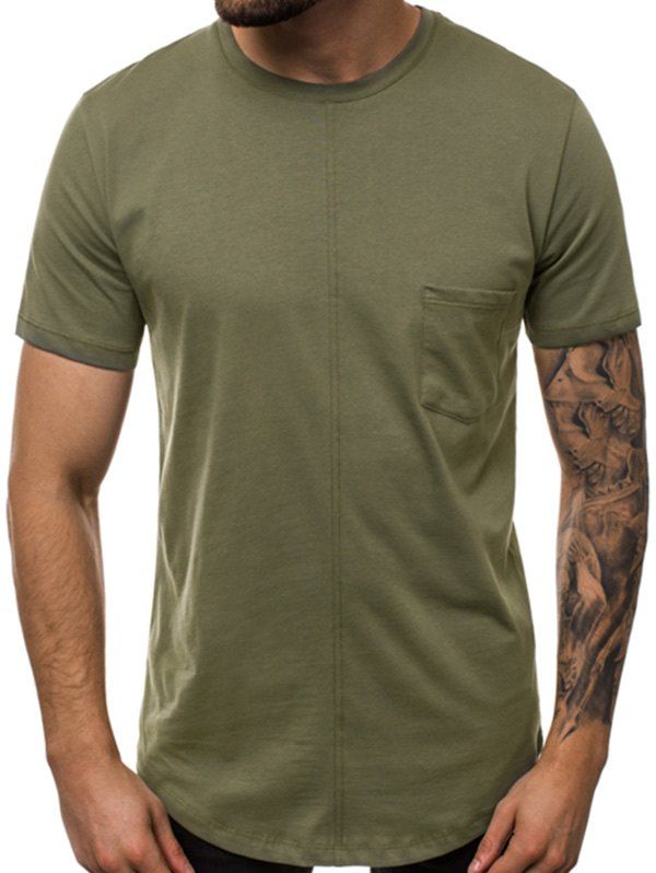 

Plain Pocket Crew Neck Short Sleeve T Shirt, Green