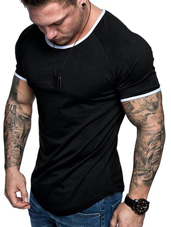

Raglan Sleeve Ringer Short Sleeve T Shirt, Black